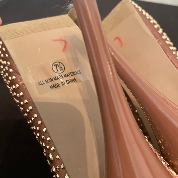 Brown Liliana Open Toe Spike Heels with Bling Sz 7.5 - Picture 5 of 12